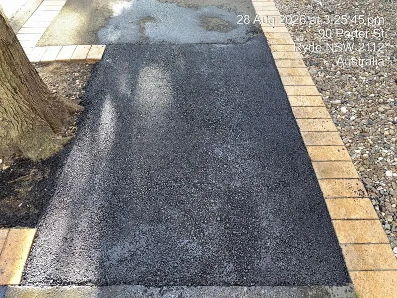 Driveway resurfacing with paver edging, Ryde NSW